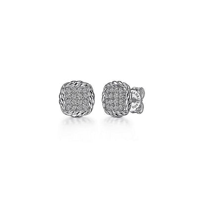 0.34tw Rope Frame White Sapphire Stud Earrings - Sterling Silver