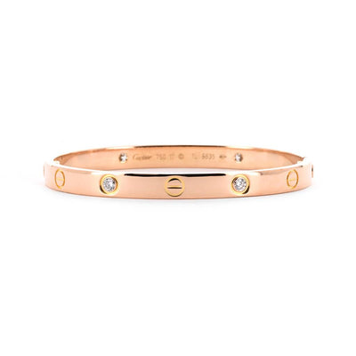 Cartier | 0.42ctw Cartier Love Bracelet, 4 Diamond, Size 5.75 - 18K Rose Gold