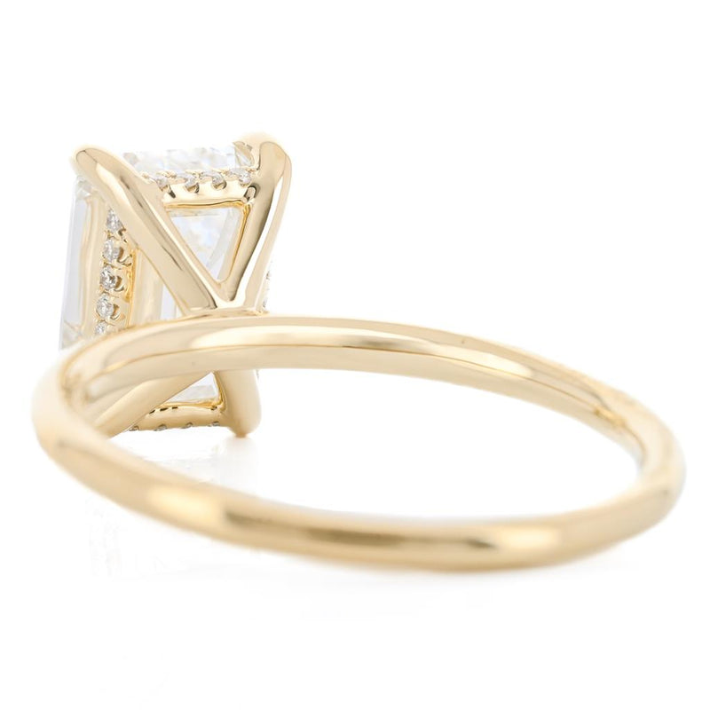 2.39CTW Emerald Lab Grown Diamond Engagement Ring - Solitaire + Hidden Halo - 14K Yellow Gold