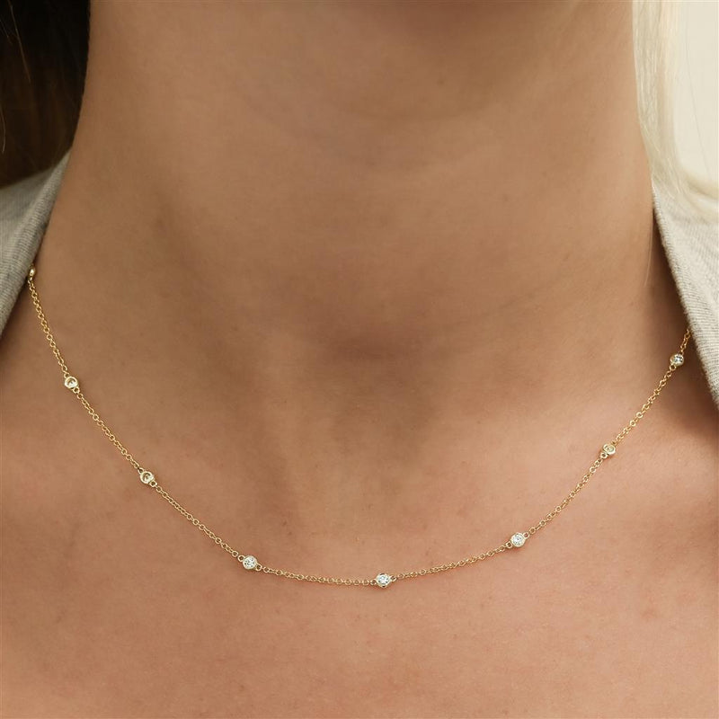 .38CTW Round Diamonds By the Yard Necklace, 18" - 14K Yellow Gold