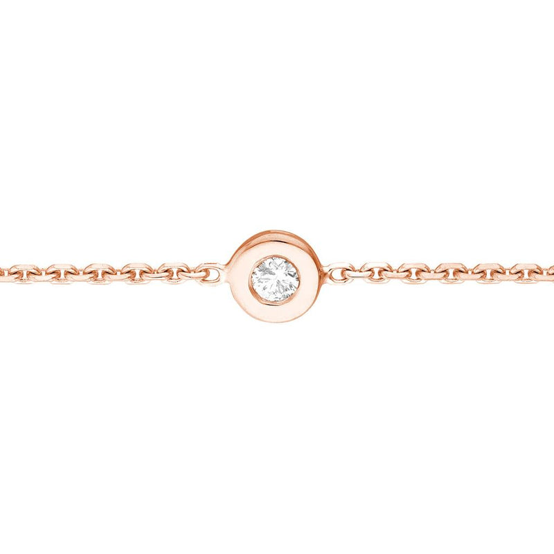 0.03ct Round Diamond Bezel Choker - 14K Rose Gold