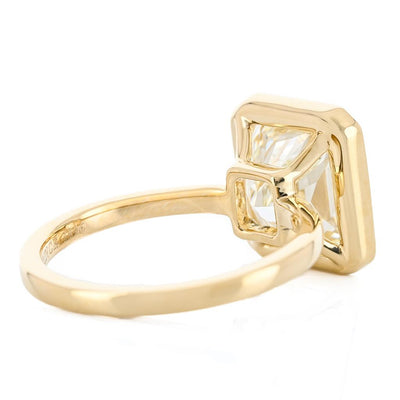 5.02CT Radiant Diamond Engagement Ring - Bezel + Solitaire - 14K Yellow Gold