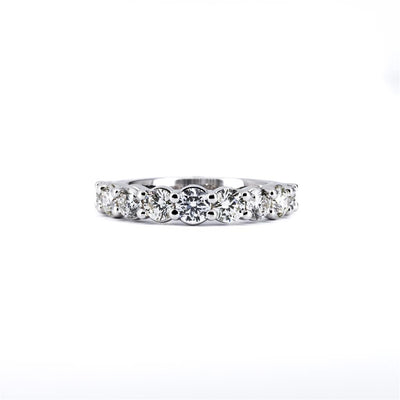 1.73CTW 9 DIAMOND BAND, Round, Size 6.5 - 14K WHITE GOLD