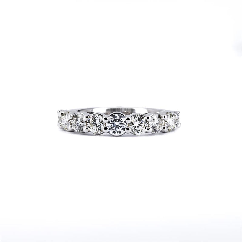 1.73CTW 9 DIAMOND BAND, Round, Size 6.5 - 14K WHITE GOLD