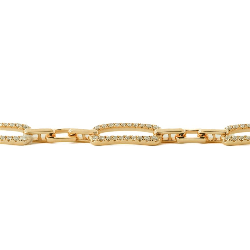 1.02CTW Oval Link Diamond Bracelet, 7" - 14K Yellow Gold