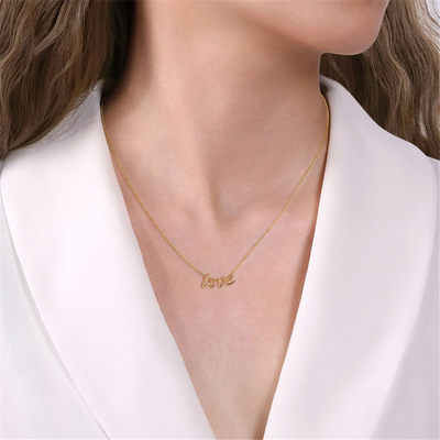 "Love" Necklace, 17.5" - 14K Yellow Gold