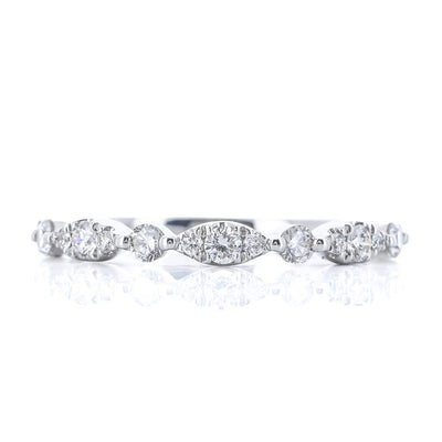 .40CTW Round + Cluster Marquise Alternating Diamond Band - Shared Prong - 18K White Gold