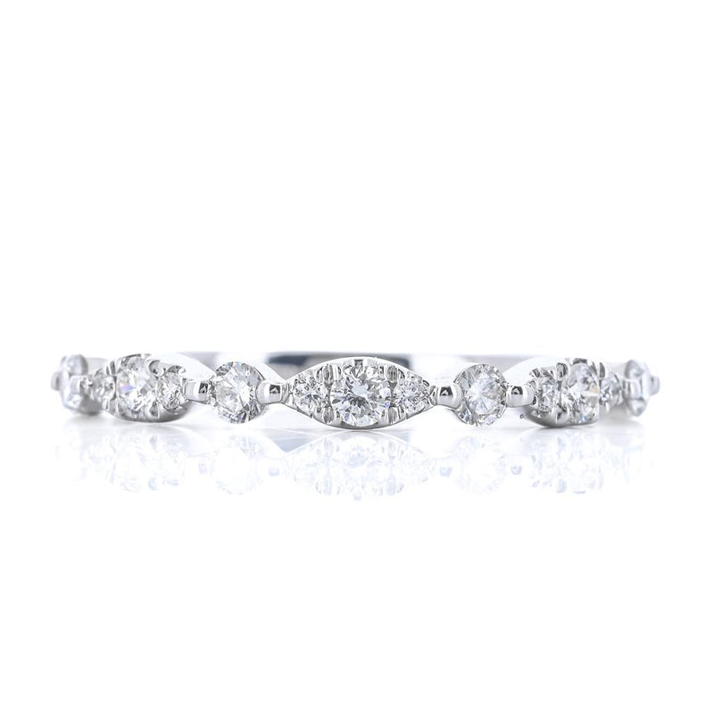 .40CTW Round + Cluster Marquise Alternating Diamond Band - Shared Prong - 18K White Gold