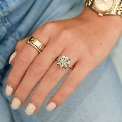 5.04CT Round Diamond Engagment Ring - Solitaire - 14K Yellow Gold