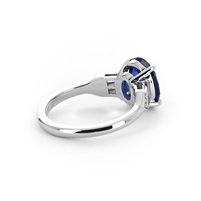 4.05ctw Oval Sapphire + Diamond Ring - Platinum