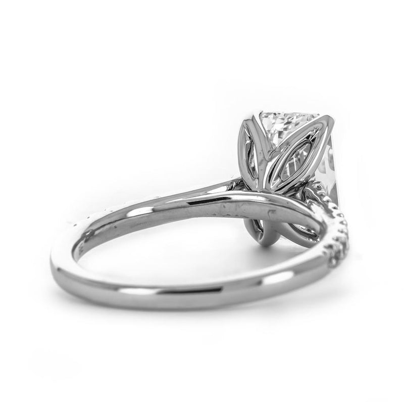 2.86CTW Emerald Lab Grown Diamond Engagement Ring, Tulip Head - 14K White Gold