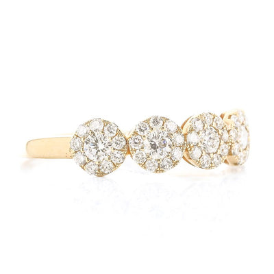 .70CTW Round Diamond Band - Halo - 14K Yellow Gold