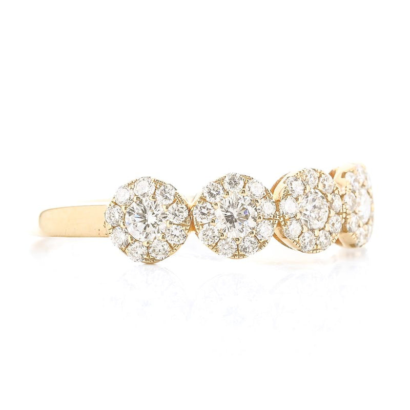 .70CTW Round Diamond Band - Halo - 14K Yellow Gold