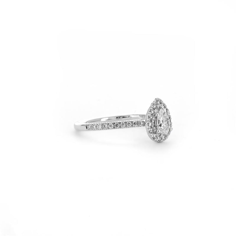 0.58ct Pear Diamond Engagement Ring + Halo