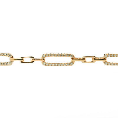 1.02CTW Oval Link Diamond Bracelet, 7" - 14K Yellow Gold