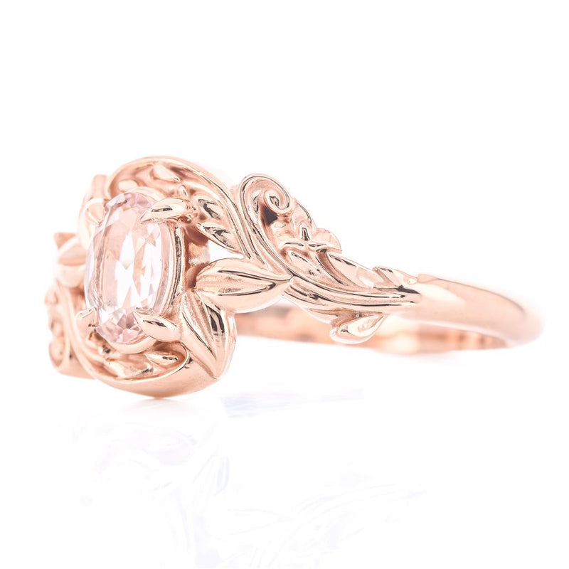 1.66CT Oval Alexandrite Engagement Ring - Solitaire + Floral - 14K Rose Gold