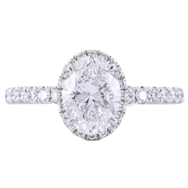 1.84CTW Oval Diamond Engagement RIng - Halo - 950 Platinum