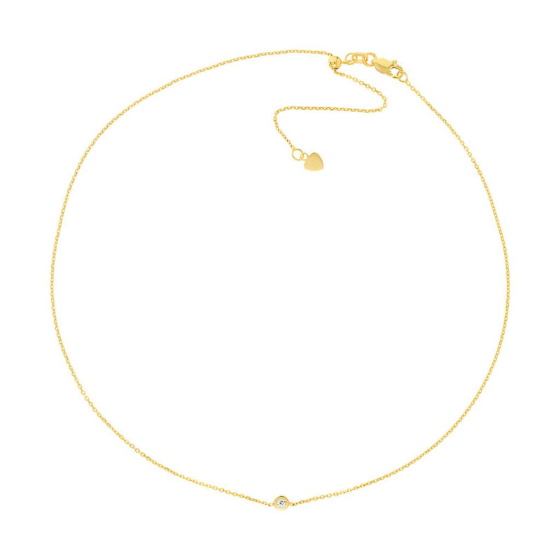 0.03ct Round Diamond Bezel Choker - Yellow Gold