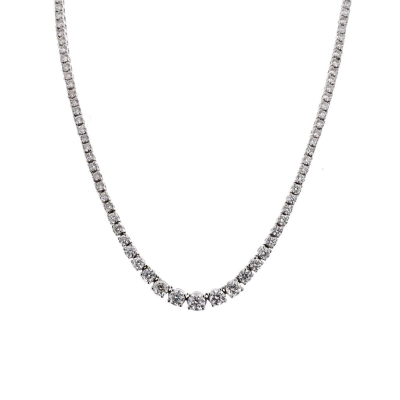 5.0ctw Round Diamond Riviera Necklace, 17" - 18K White Gold