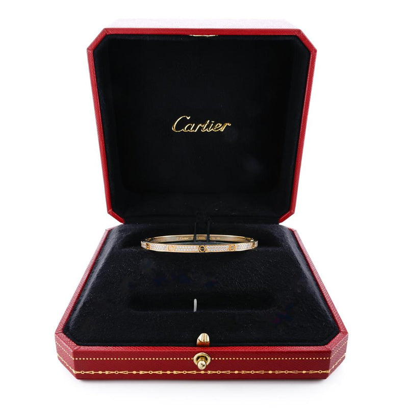 Cartier | .95CTW Diamond Love Bracelet, Size 17 -  Pave - 18K Yellow Gold