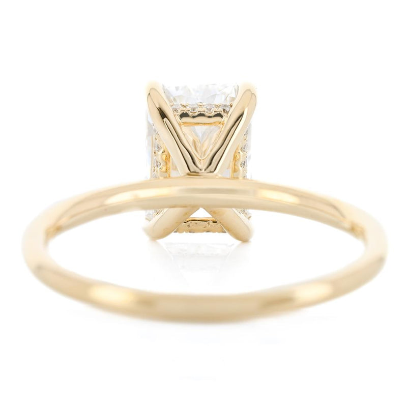 2.07CTW Radiant Lab Grown Diamond Engagment Ring - Solitaire + Hidden Halo - 14K Yellow Gold