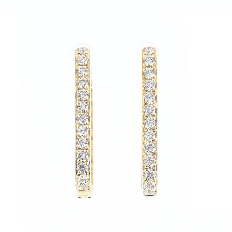 .61CTW Diamond Rectangle Hoop Earrings - 14K Yellow Gold