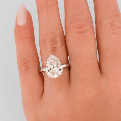 4.03ctw Pear Diamond Solitaire Engagement Ring - 14K White Gold