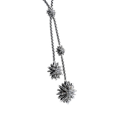 David Yurman | .52CTW Round Diamond Starburst Lariat Necklace, 27" - 925 Sterling SIlver
