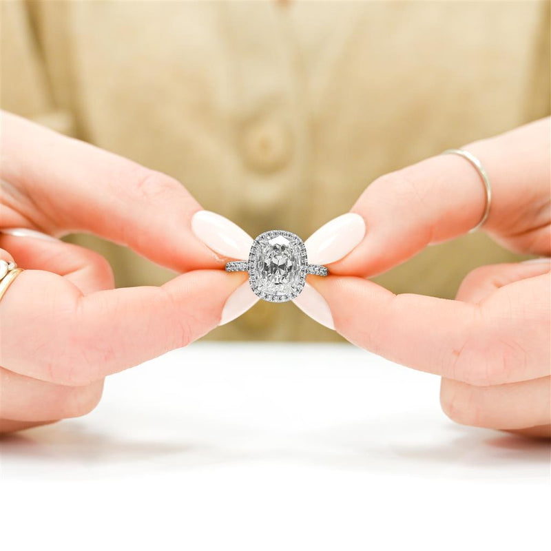 3.34CTW Cushion Engagement Ring - Halo - 950 Platinum