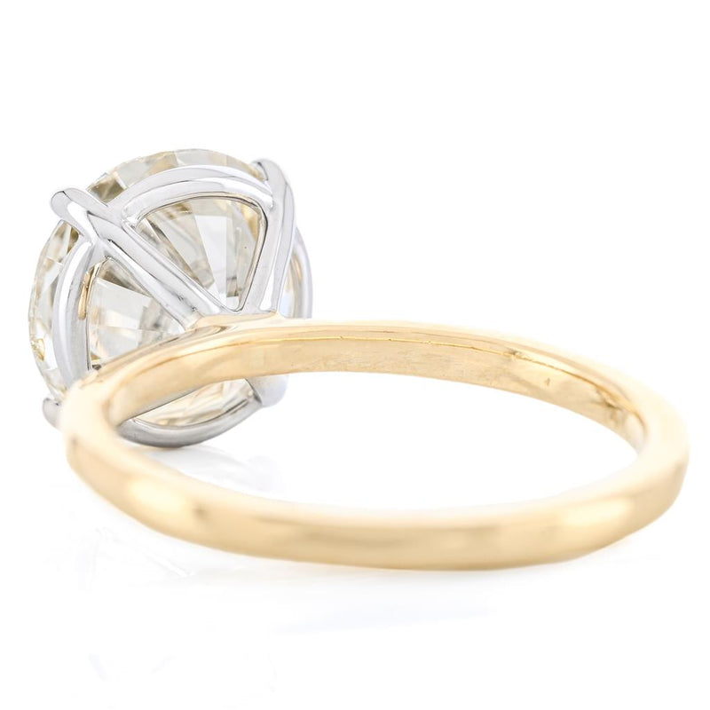 4.08CT Round Diamond Engagement Ring - Solitaire - 14K Yellow Gold + White Gold