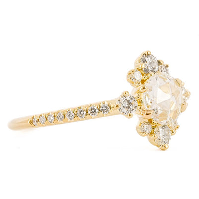 1.02CTW Rose Diamond Engagement Ring - 18K Yellow Gold