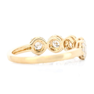 .70CTW Round Diamond Band - Halo - 14K Yellow Gold