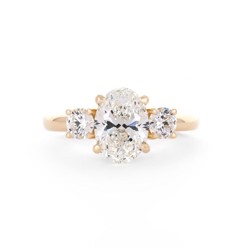 2.25ctw Oval Three-Stone Lab Grown Diamond Engagement Ring - 14K Yellow Gold