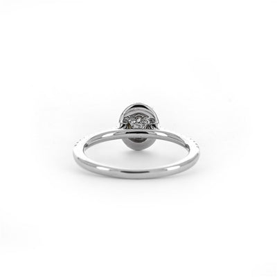 0.57ct Oval Halo Diamond Engagement Ring -  White Gold