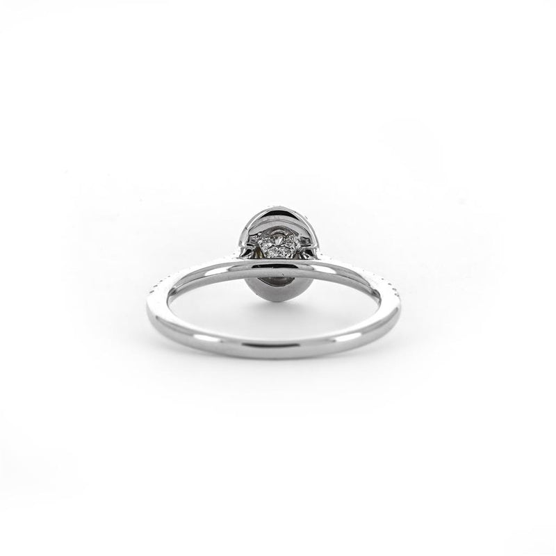 0.57ct Oval Halo Diamond Engagement Ring -  White Gold