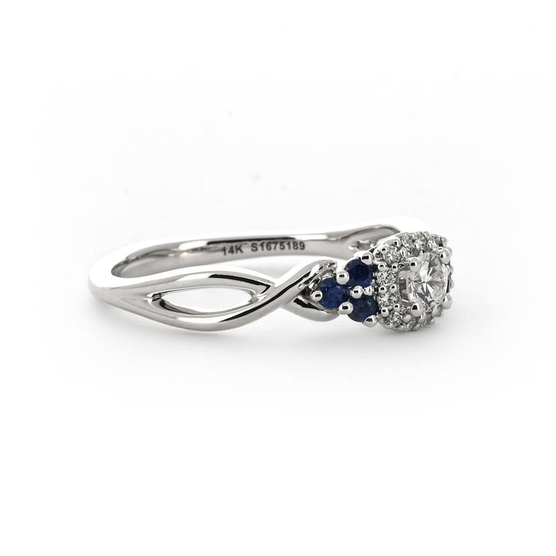 0.39ctw Sapphire & Diamond Engagement Ring + Halo