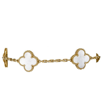 Van Cleef & Arpels Alhambra 5-Motif Bracelet, Mother of Pearl – 18K Yellow Gold