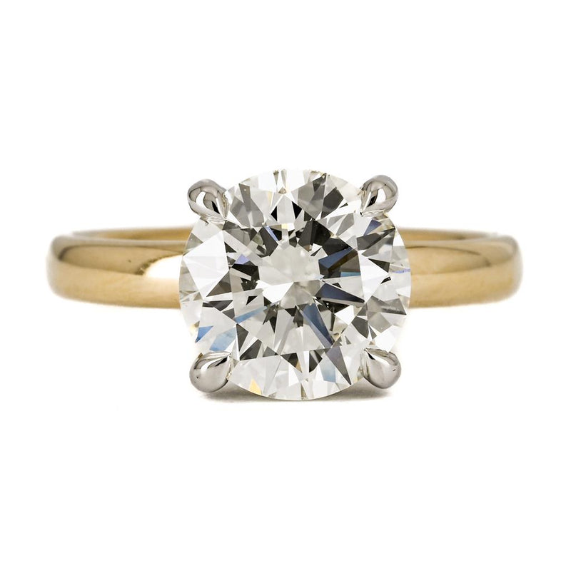 3.31ctw Round Solitaire Diamond Engagement Ring, 3mm Band - 950 Platinum & 14k Yellow Gold - Size 6.5