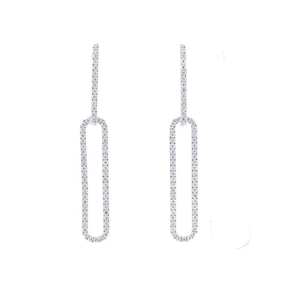 .31CTW Diamond Paperclip Drop Earrings - 14K White Gold