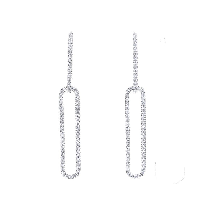 .31CTW Diamond Paperclip Drop Earrings - 14K White Gold