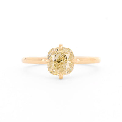 2.01ct Cushion Diamond Engagement Ring, Fancy Yellow - 18K Yellow Gold