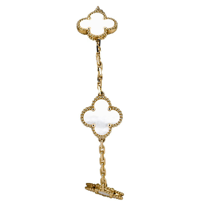 Van Cleef & Arpels Alhambra 5-Motif Bracelet, Mother of Pearl – 18K Yellow Gold