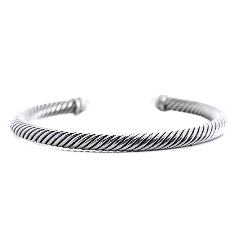 David Yurman | Morganite Cable Classic Bracelet + .13CTW Round Diamonds, Size L  - 925 Sterling Silver