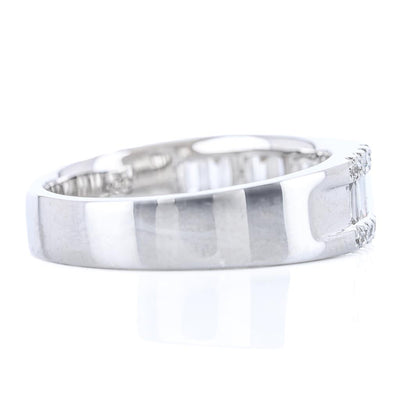 .98CTW Baguette + Round Diamond Band - 14K White Gold