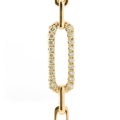 1.02CTW Oval Link Diamond Bracelet, 7" - 14K Yellow Gold