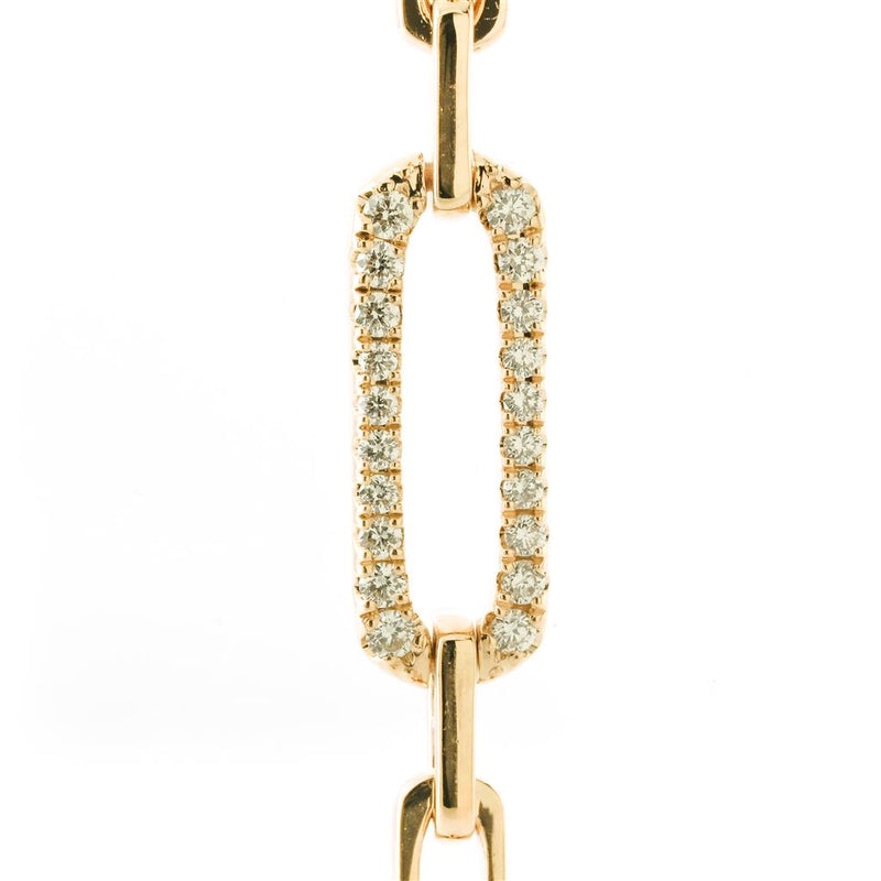 1.02CTW Oval Link Diamond Bracelet, 7" - 14K Yellow Gold