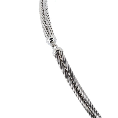 David Yurman 'X' Cable Diamond Necklace - Sterling Silver