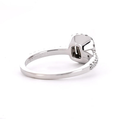 0.82ctw Cushion Diamond Engagement Ring, Halo, Pavê Band - 14K White Gold