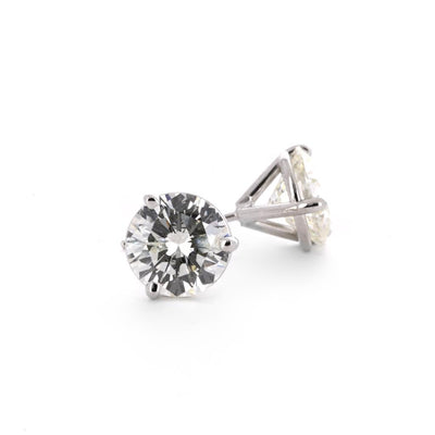 3.37ctw Round Diamond Stud Earrings - 14K White Gold