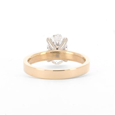 1.71ct Oval Diamond Engagement Ring, 3mm - 14K Multi-Tone Gold